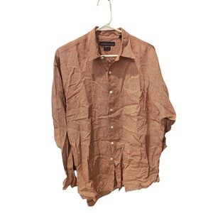 METROPOLITAN VIEW Men’s Plaid Irish Linen Button Down Shirt Size Large